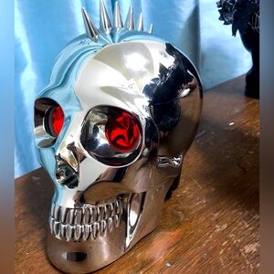 Rare Punk Spiked Skull Bluetooth Speaker Lights Sync with Music